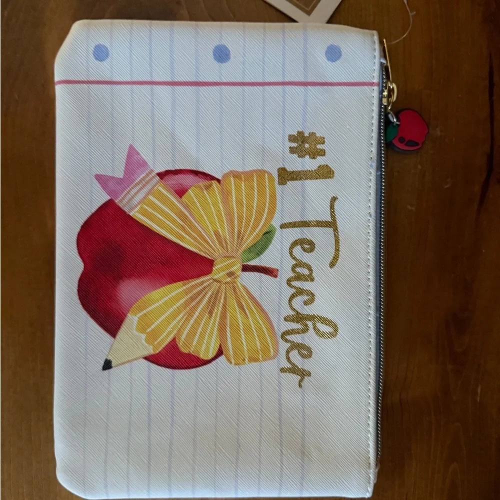 #1 Teacher Pencil Case - White and Red